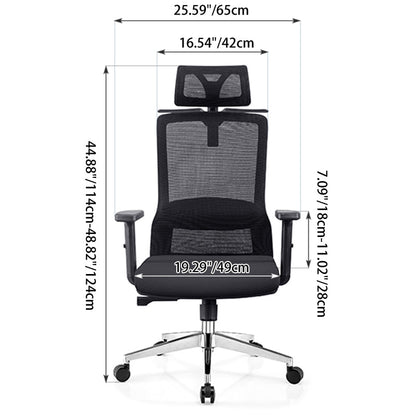 Modern Minimalist Black High-Back Desk Chair: Height-Adjustable 2D Armrests - Ergonomic Gaming Chair For Home Office