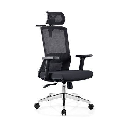 Modern Minimalist Black High-Back Desk Chair: Height-Adjustable 2D Armrests - Ergonomic Gaming Chair For Home Office