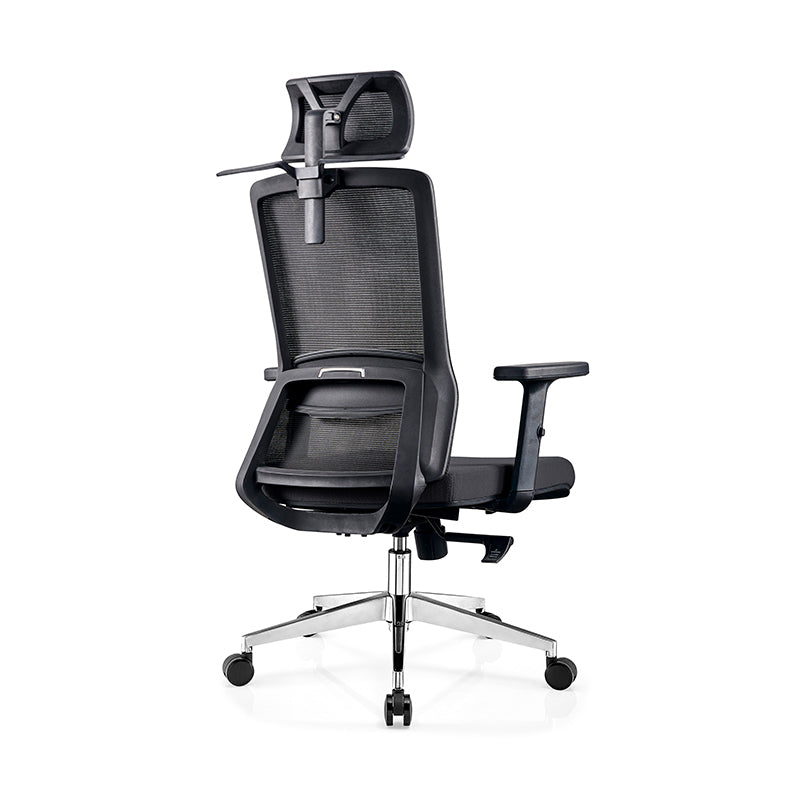 Modern Minimalist Black High-Back Desk Chair: Height-Adjustable 2D Armrests - Ergonomic Gaming Chair For Home Office