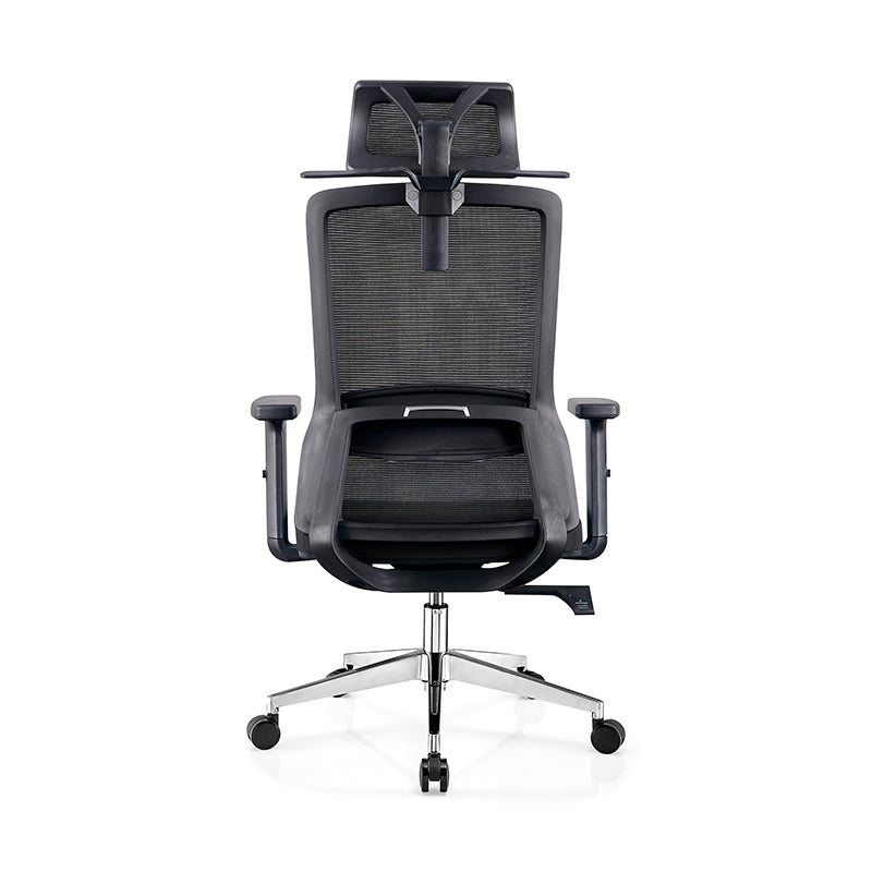 Modern Minimalist Black High-Back Desk Chair: Height-Adjustable 2D Armrests - Ergonomic Gaming Chair For Home Office