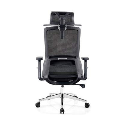 Modern Minimalist Black High-Back Desk Chair: Height-Adjustable 2D Armrests - Ergonomic Gaming Chair For Home Office