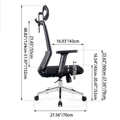 Modern Minimalist Black High-Back Desk Chair: Height-Adjustable 2D Armrests - Ergonomic Gaming Chair For Home Office