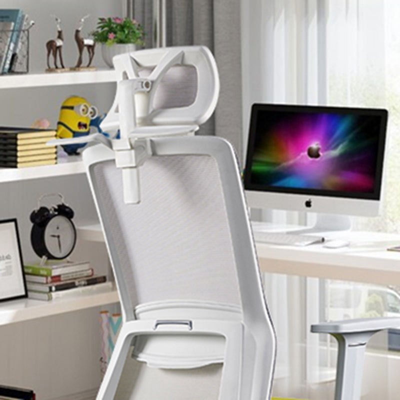 Modern Minimalist Blue & White High-Back Desk Chair: Adjustable Headrest With Coat Hook - Ergonomic Swivel Gaming Chair For Home Office