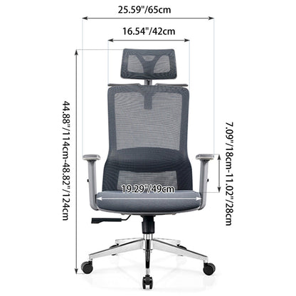 Modern Minimalist High-Back Mesh Desk Chair: Adjustable Headrest With Coat Rack - Ergonomic Swivel Gaming Chair For Home Office