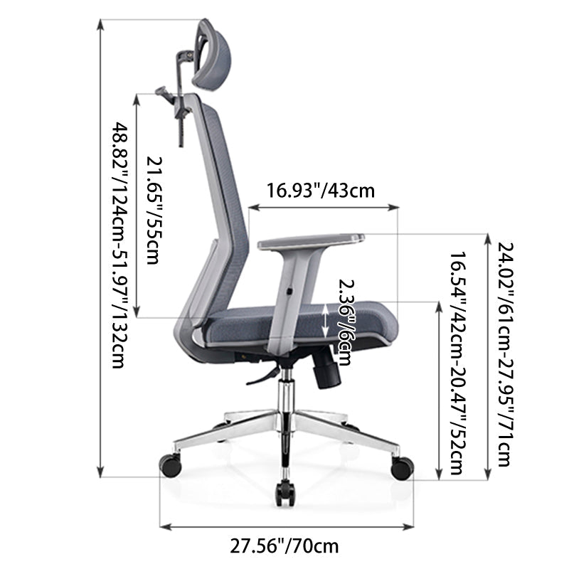 Modern Minimalist High-Back Mesh Desk Chair: Adjustable Headrest With Coat Rack - Ergonomic Swivel Gaming Chair For Home Office