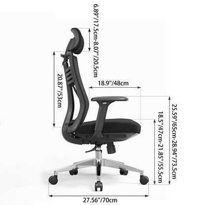 Modern Minimalist High-Back Mesh Desk Chair: Aluminum Alloy Square-Conical Base - Ergonomic Swivel Gaming Chair For Home Office