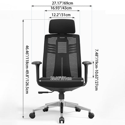 Modern Minimalist High-Back Mesh Desk Chair: Aluminum Alloy Square-Conical Base - Ergonomic Swivel Gaming Chair For Home Office