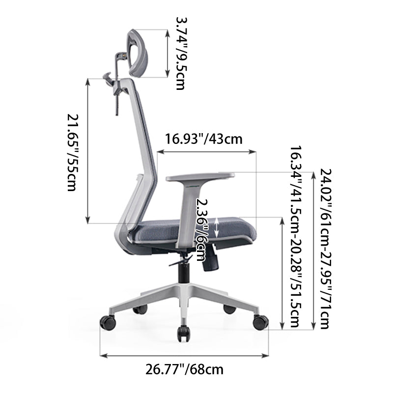Modern Minimalist Ergonomic High-Back Desk Chair: Height-Adjustable Headrest & Coat Hook - Breathable Mesh Fabric Gaming Chair For Home Office