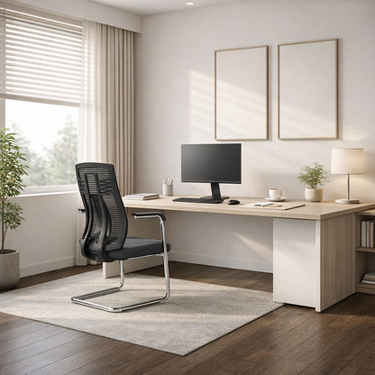 Black Minimalist Executive Guest Desk Chair: Ergonomic Design - Modern Breathable Mesh Gaming Chair For Home Office