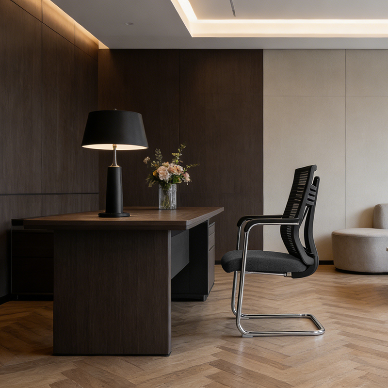 Black Minimalist Executive Guest Desk Chair: Ergonomic Design - Modern Breathable Mesh Gaming Chair For Home Office