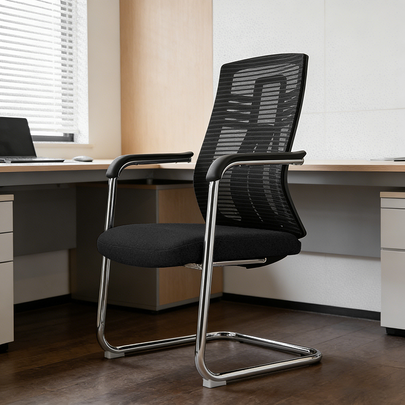 Black Minimalist Executive Guest Desk Chair: Ergonomic Design - Modern Breathable Mesh Gaming Chair For Home Office