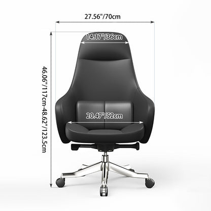 Modern Ergonomic Deluxe Executive Desk Chair: Silicone-Coated Faux Leather - Minimalist Office Chair For Home Office