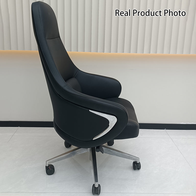 Modern Ergonomic Deluxe Executive Desk Chair: Silicone-Coated Faux Leather - Minimalist Office Chair For Home Office