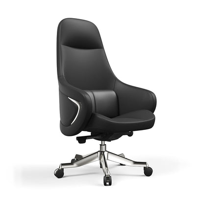 Modern Ergonomic Deluxe Executive Desk Chair: Silicone-Coated Faux Leather - Minimalist Office Chair For Home Office