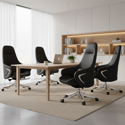 Modern Ergonomic Deluxe Executive Desk Chair: Silicone-Coated Faux Leather - Minimalist Office Chair For Home Office