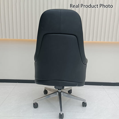 Modern Ergonomic Deluxe Executive Desk Chair: Silicone-Coated Faux Leather - Minimalist Office Chair For Home Office