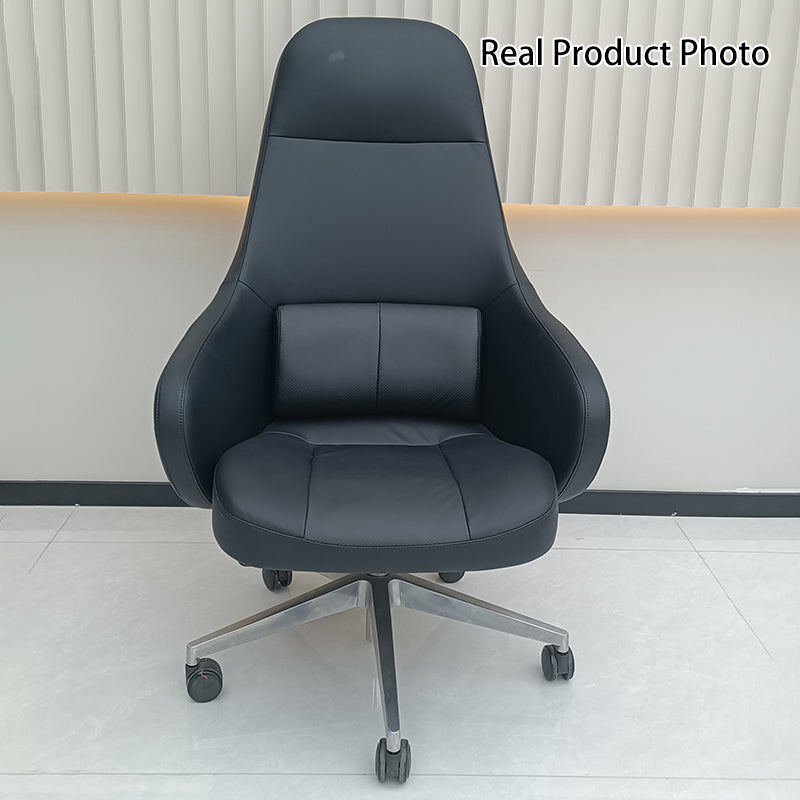 Modern Ergonomic Deluxe Executive Desk Chair: Silicone-Coated Faux Leather - Minimalist Office Chair For Home Office