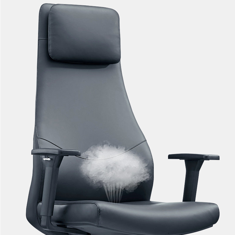 High-End Executive Leather Desk Chair: Modern Minimalist Style - Ergonomic High-Back Office Chair For Home Office