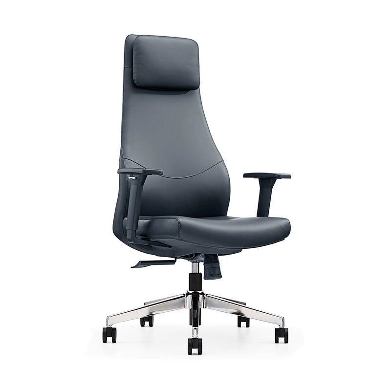 High-End Executive Leather Desk Chair: Modern Minimalist Style - Ergonomic High-Back Office Chair For Home Office