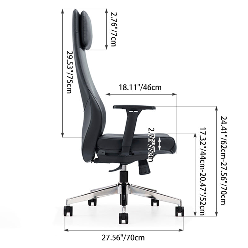 High-End Executive Leather Desk Chair: Modern Minimalist Style - Ergonomic High-Back Office Chair For Home Office