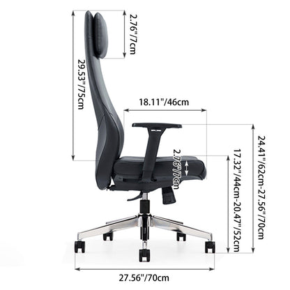 High-End Executive Leather Desk Chair: Modern Minimalist Style - Ergonomic High-Back Office Chair For Home Office