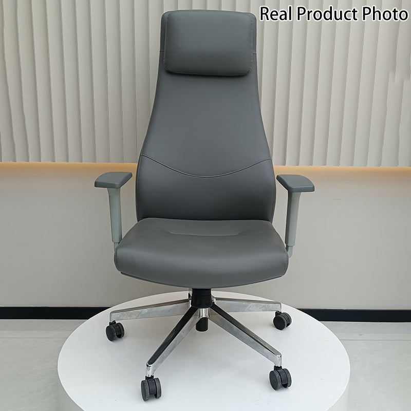 High-End Executive Leather Desk Chair: Modern Minimalist Style - Ergonomic High-Back Office Chair For Home Office