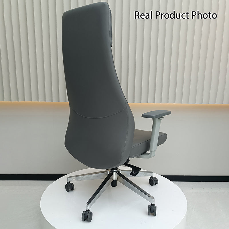 High-End Executive Leather Desk Chair: Modern Minimalist Style - Ergonomic High-Back Office Chair For Home Office