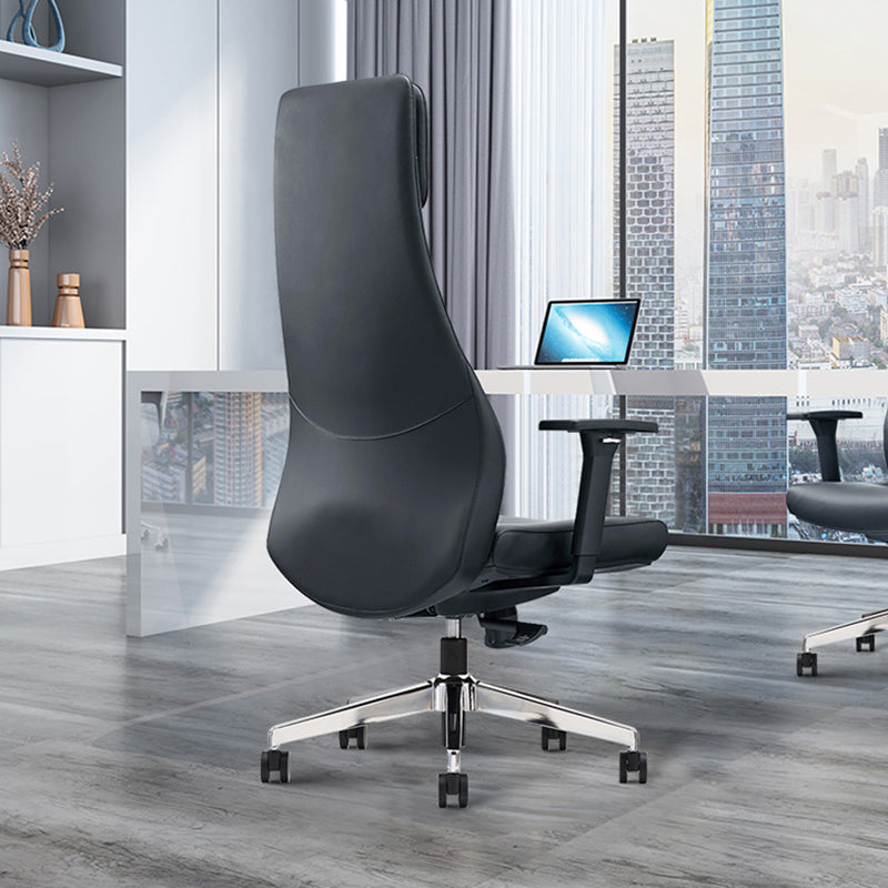 High-End Executive Leather Desk Chair: Modern Minimalist Style - Ergonomic High-Back Office Chair For Home Office