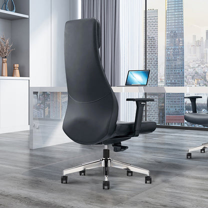 High-End Executive Leather Desk Chair: Modern Minimalist Style - Ergonomic High-Back Office Chair For Home Office