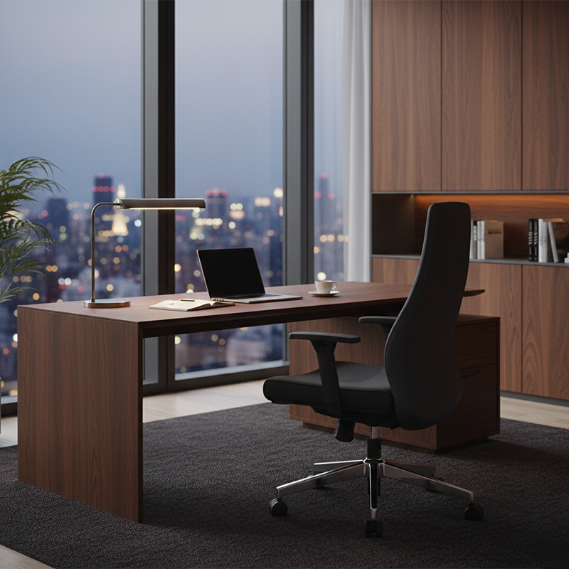 Modern Minimalist Mid-Back Reception Desk Chair: Faux Leather/Cowhide Leather Contact Surface - Ergonomic Office Chair For Home Office