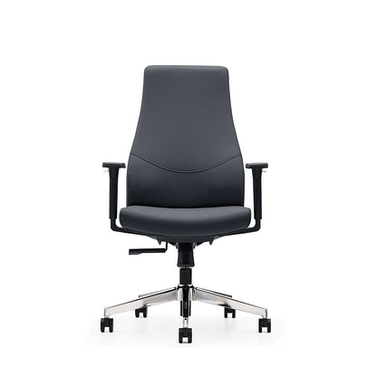 Modern Minimalist Mid-Back Reception Desk Chair: Faux Leather/Cowhide Leather Contact Surface - Ergonomic Office Chair For Home Office