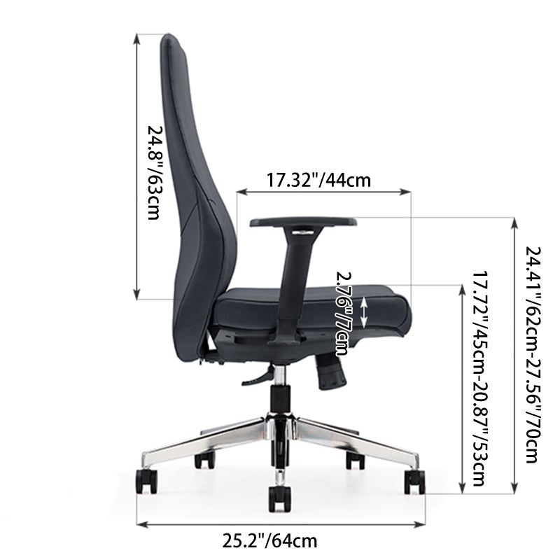 Modern Minimalist Mid-Back Reception Desk Chair: Faux Leather/Cowhide Leather Contact Surface - Ergonomic Office Chair For Home Office