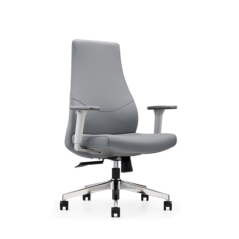 Modern Minimalist Mid-Back Reception Desk Chair: Faux Leather/Cowhide Leather Contact Surface - Ergonomic Office Chair For Home Office