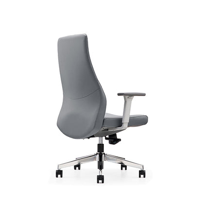 Modern Minimalist Mid-Back Reception Desk Chair: Faux Leather/Cowhide Leather Contact Surface - Ergonomic Office Chair For Home Office