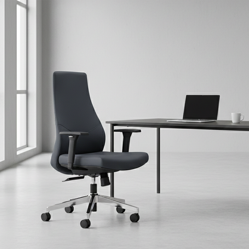 Modern Minimalist Mid-Back Reception Desk Chair: Faux Leather/Cowhide Leather Contact Surface - Ergonomic Office Chair For Home Office