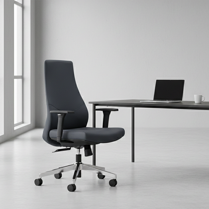 Modern Minimalist Mid-Back Reception Desk Chair: Faux Leather/Cowhide Leather Contact Surface - Ergonomic Office Chair For Home Office