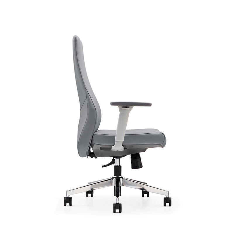 Modern Minimalist Mid-Back Reception Desk Chair: Faux Leather/Cowhide Leather Contact Surface - Ergonomic Office Chair For Home Office