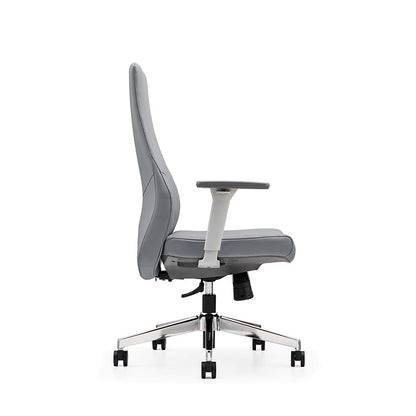 Modern Minimalist Mid-Back Reception Desk Chair: Faux Leather/Cowhide Leather Contact Surface - Ergonomic Office Chair For Home Office