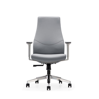 Modern Minimalist Mid-Back Reception Desk Chair: Faux Leather/Cowhide Leather Contact Surface - Ergonomic Office Chair For Home Office