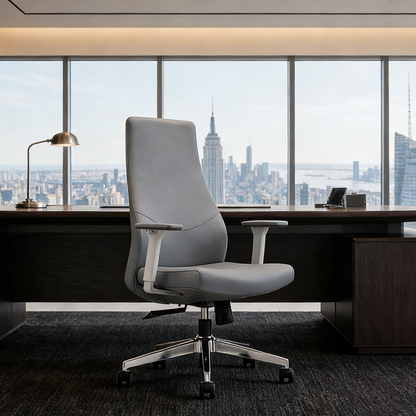 Modern Minimalist Mid-Back Reception Desk Chair: Faux Leather/Cowhide Leather Contact Surface - Ergonomic Office Chair For Home Office