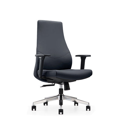Modern Minimalist Mid-Back Reception Desk Chair: Faux Leather/Cowhide Leather Contact Surface - Ergonomic Office Chair For Home Office