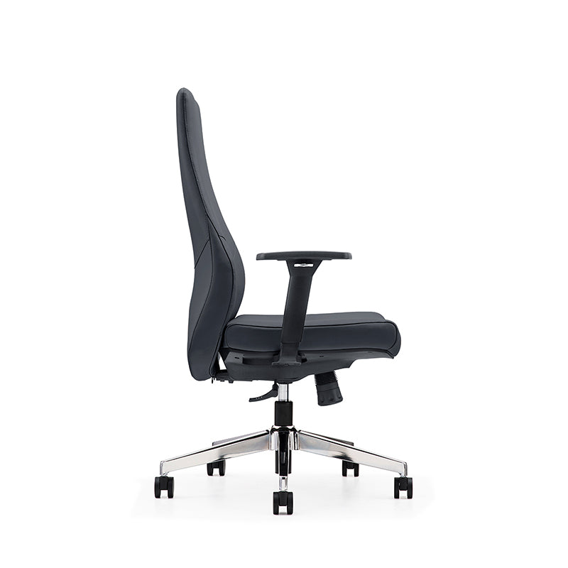 Modern Minimalist Mid-Back Reception Desk Chair: Faux Leather/Cowhide Leather Contact Surface - Ergonomic Office Chair For Home Office