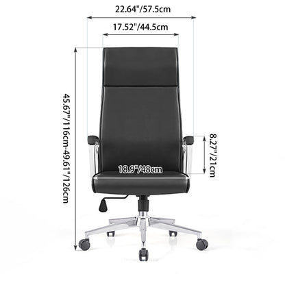 Modern Minimalist High-Back Desk Chair: Faux Leather - Ergonomic Business Office Chair For Home Office