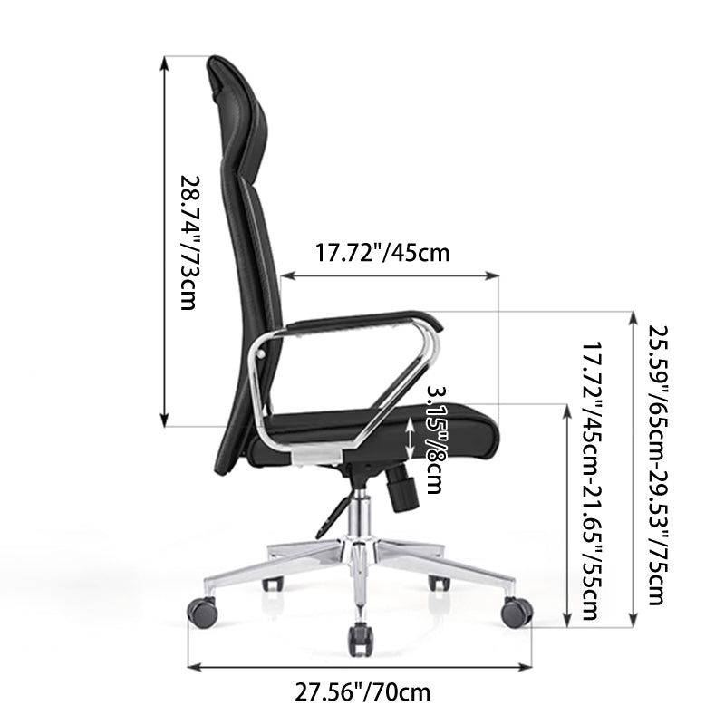 Modern Minimalist High-Back Desk Chair: Faux Leather - Ergonomic Business Office Chair For Home Office