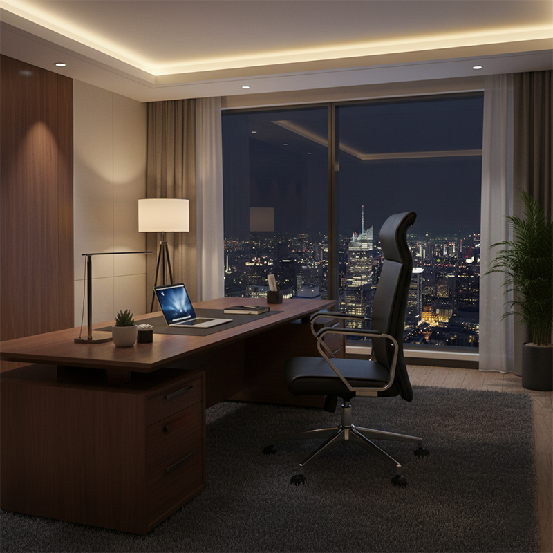 Modern Minimalist High-Back Desk Chair: Faux Leather - Ergonomic Business Office Chair For Home Office