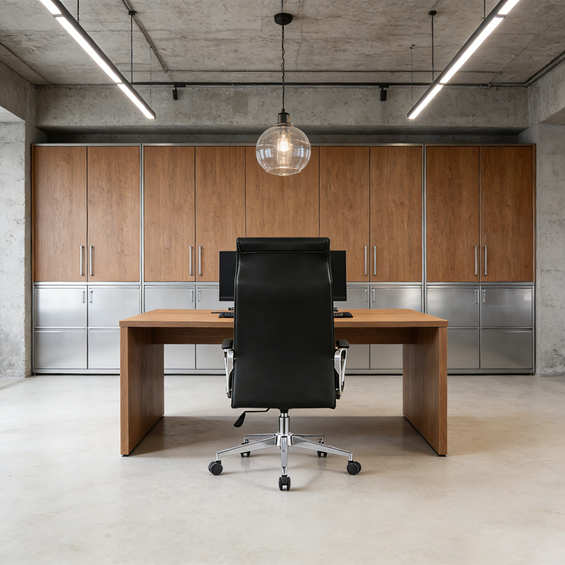Modern Minimalist High-Back Desk Chair: Faux Leather - Ergonomic Business Office Chair For Home Office