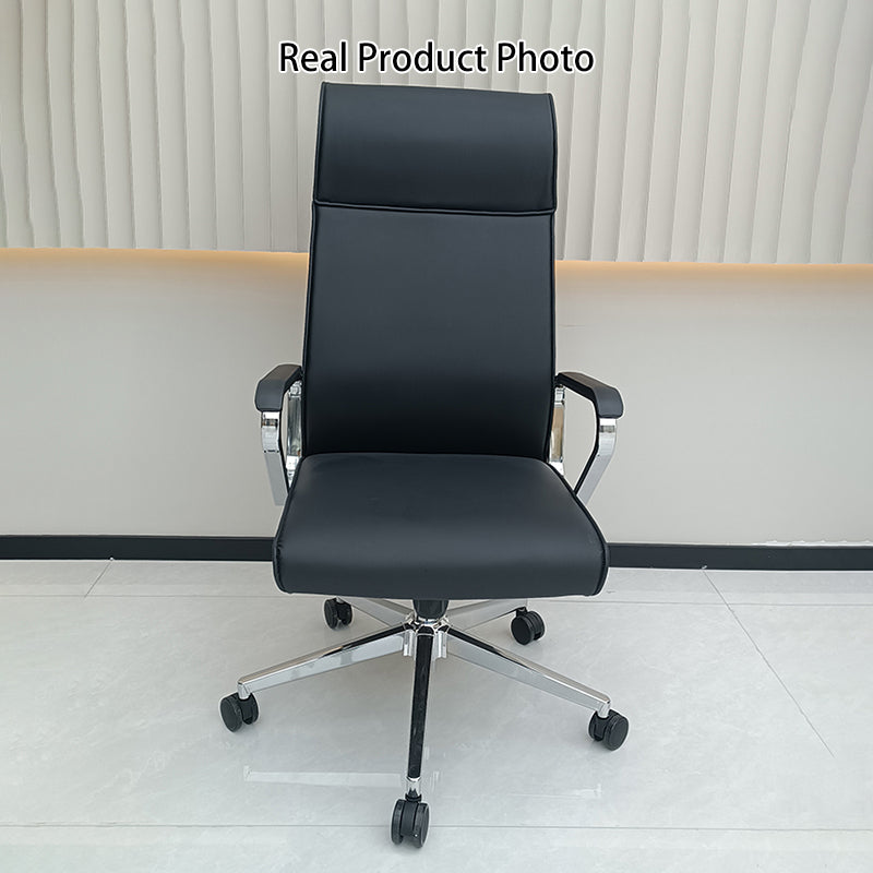 Modern Minimalist High-Back Desk Chair: Faux Leather - Ergonomic Business Office Chair For Home Office