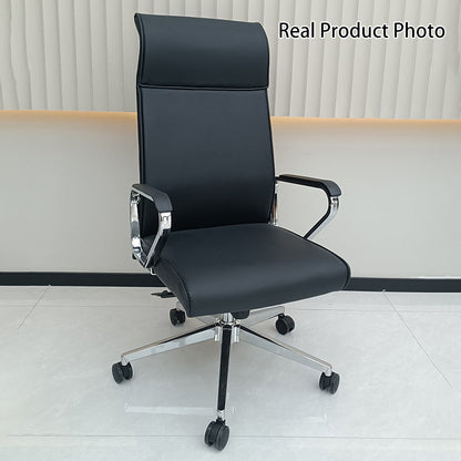 Modern Minimalist High-Back Desk Chair: Faux Leather - Ergonomic Business Office Chair For Home Office