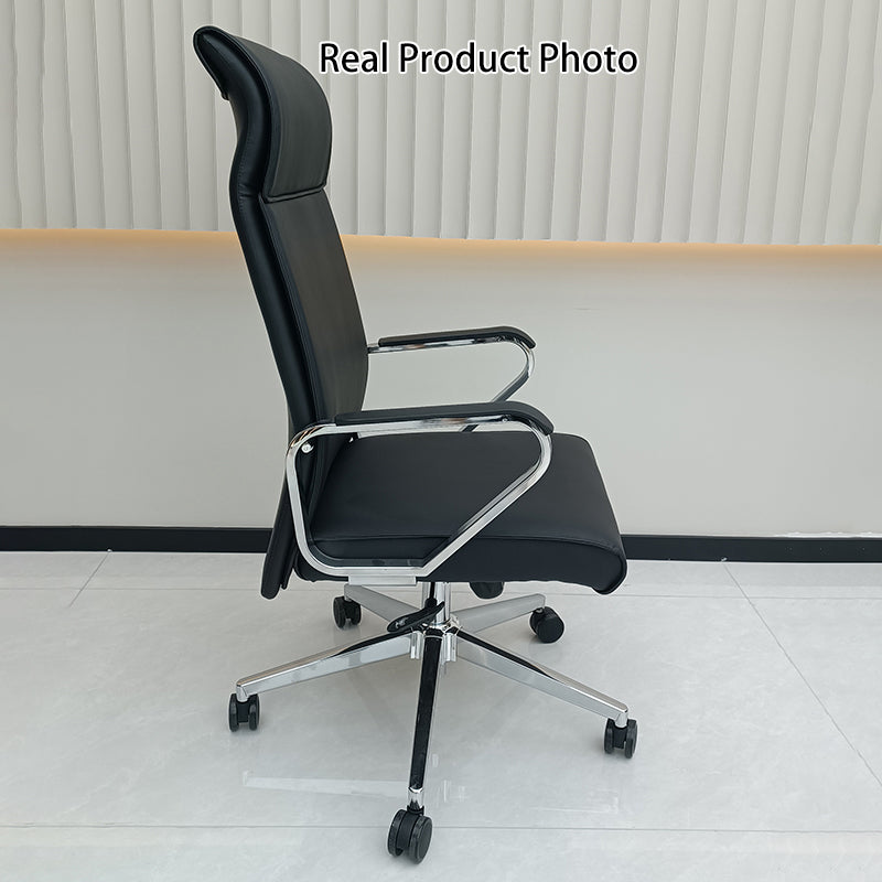 Modern Minimalist High-Back Desk Chair: Faux Leather - Ergonomic Business Office Chair For Home Office