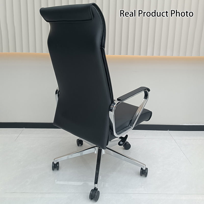Modern Minimalist High-Back Desk Chair: Faux Leather - Ergonomic Business Office Chair For Home Office